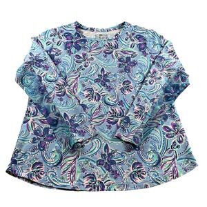 IBKUL Long Sleeve UPF 50+ Quick Dry Floral Print Athletic Top XL